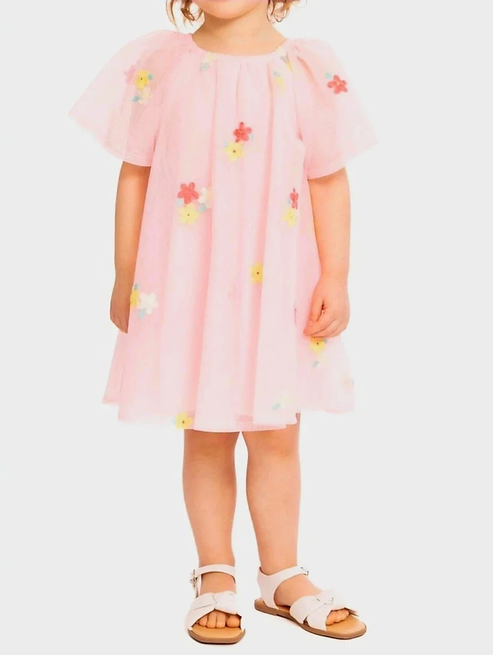 NWT Baby & Toddler girl mesh dress for summer Floral Print with Short Sleeves